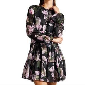 open lace back dress Floral Organza Belted Maxi Shirt Dress | Liorral main image 0